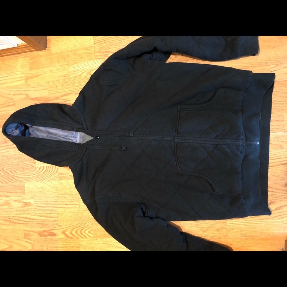 Hooded sweatshirt jacket diamomd quilted black